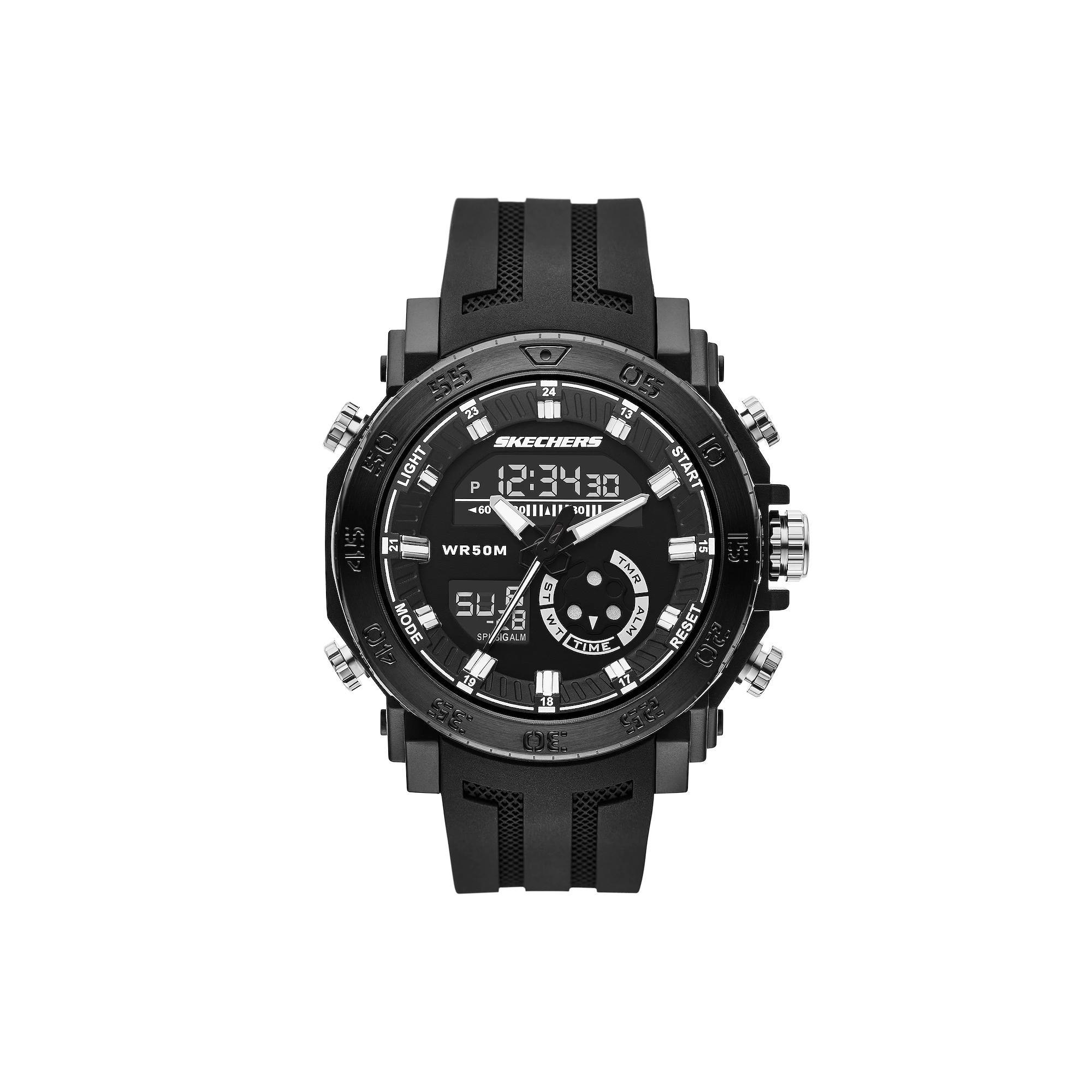 Skechers® Men's Ridgeland Green Ana-Digi Chronograph Watch, Size: XL, Black Product Image