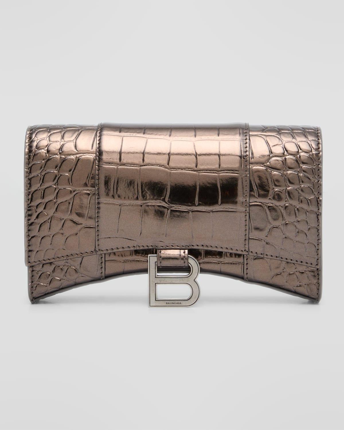 Womens Hourglass Wallet with Chain Crocodile Embossed Product Image