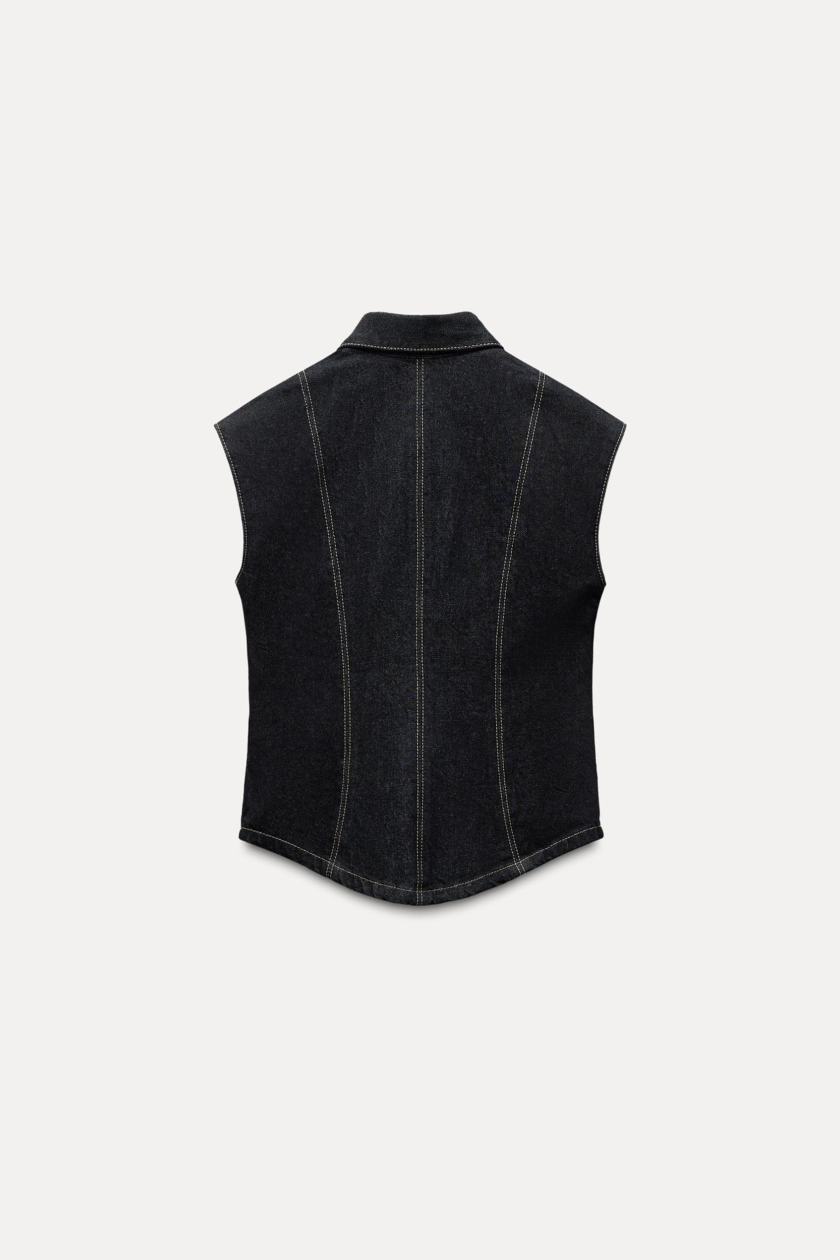 TOPSTITCH DENIM VEST ZW COLLECTION Product Image