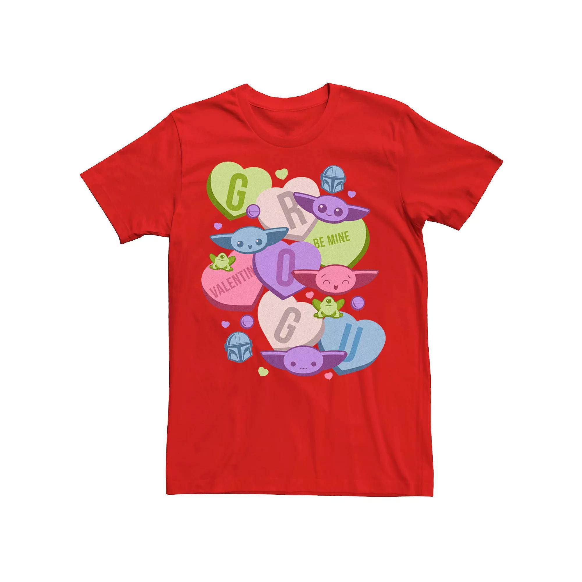 Men's Star Wars: The Mandalorian The Child Valentine's Day Candy Tee, Size: XL, Red Product Image