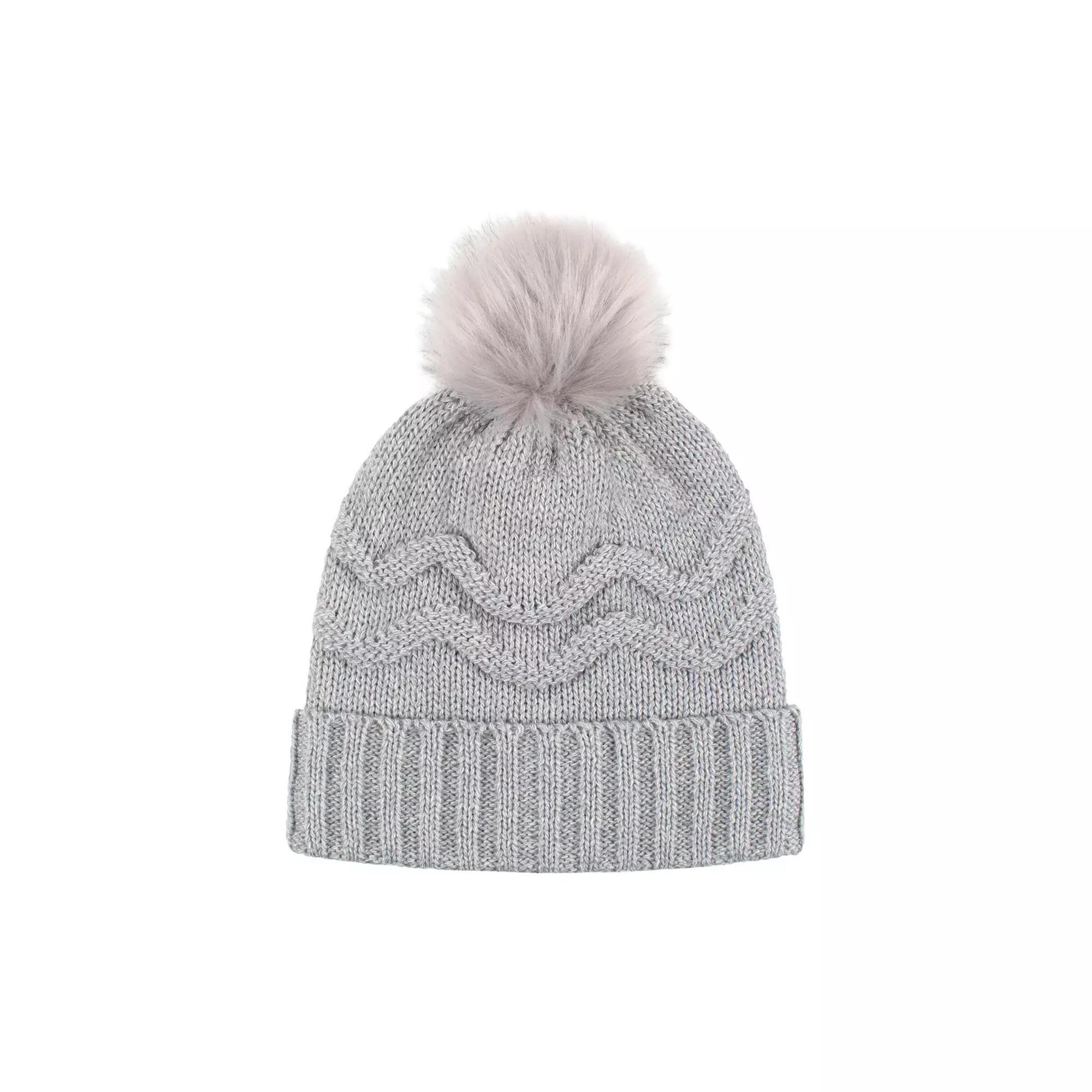 Women's Heat Holders Heatweaver Textured Pom Pom Hat, Cloud Gray Product Image