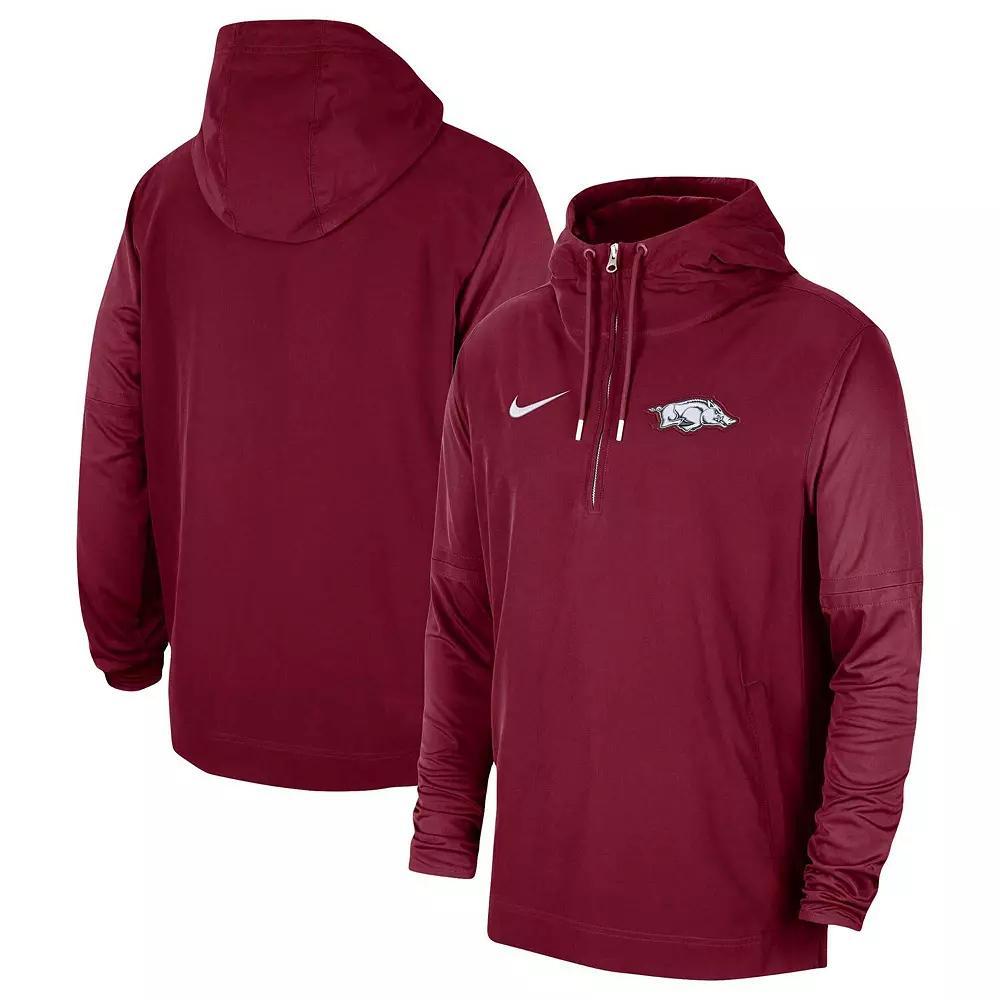 Men's Nike Cardinal Arkansas Razorbacks 2023 Coach Half-Zip Hooded Jacket, Size: Small, Red Product Image