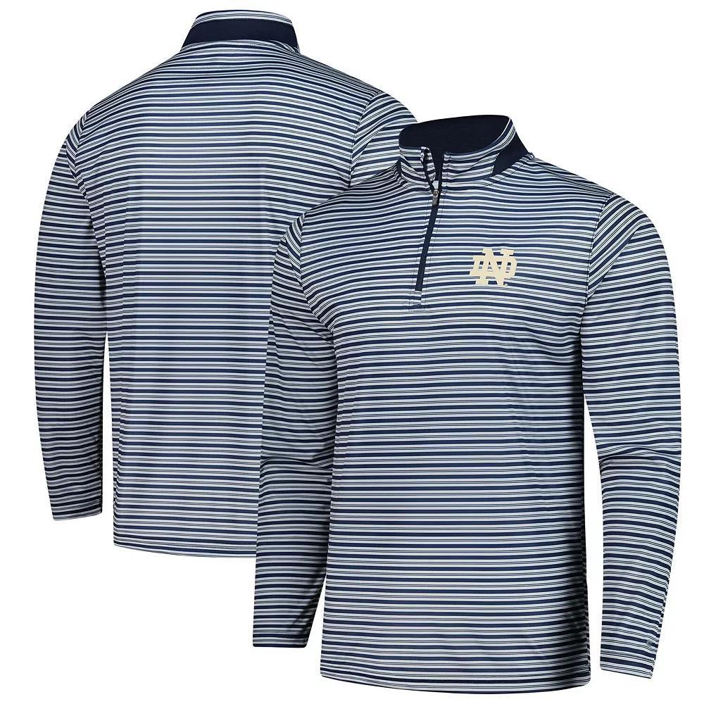 Men's Colosseum Navy Notre Dame Fighting Irish Striped Quarter-Zip Top, Size: Small, Blue Product Image