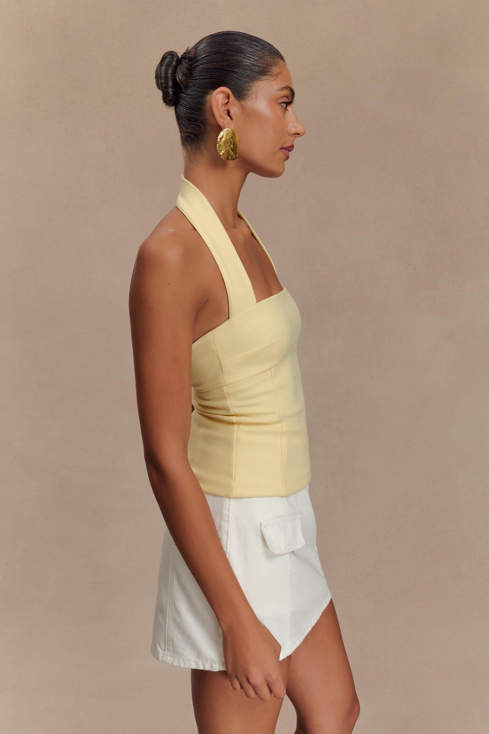 Amelita Suiting Halter Top - Pale Lemon Product Image