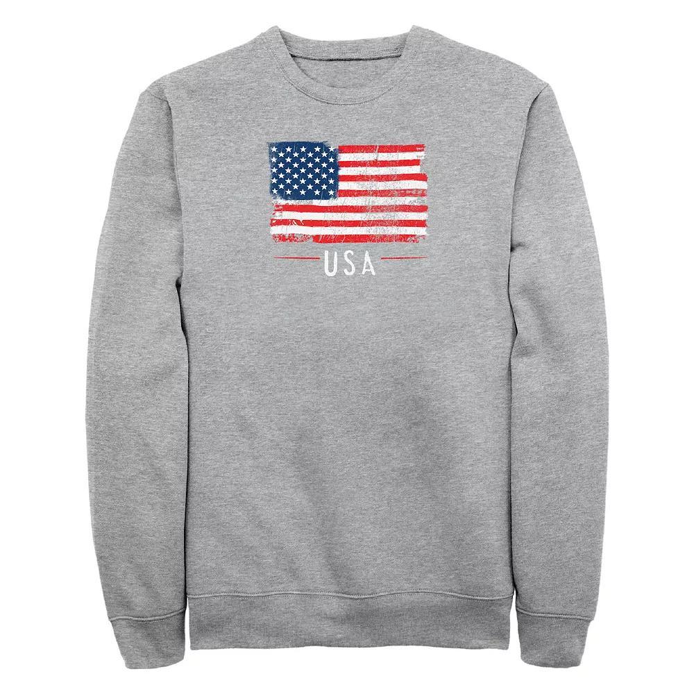 Big & Tall USA Distressed Print Graphic Fleece, Men's, Size: 3XL, Athletic Grey Product Image
