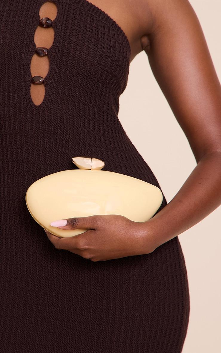 Butter Yellow Gradient Shell Gold Hardware Hard Clutch Bag Product Image