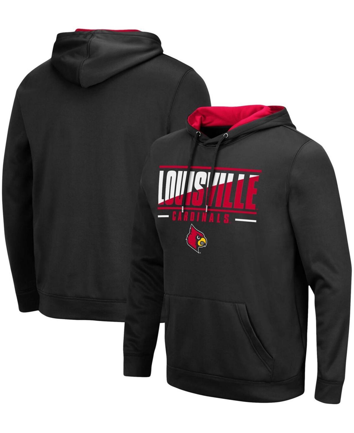 Men's Colosseum Black Louisville Cardinals Slash Stack 2.0 Pullover Hoodie, Size: Medium Product Image