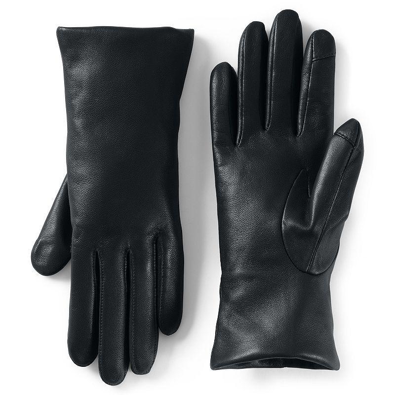 Lands' End Women's EZ Touch Screen Cashmere Lined Leather Gloves - X Large - Purple Hydrangea Product Image