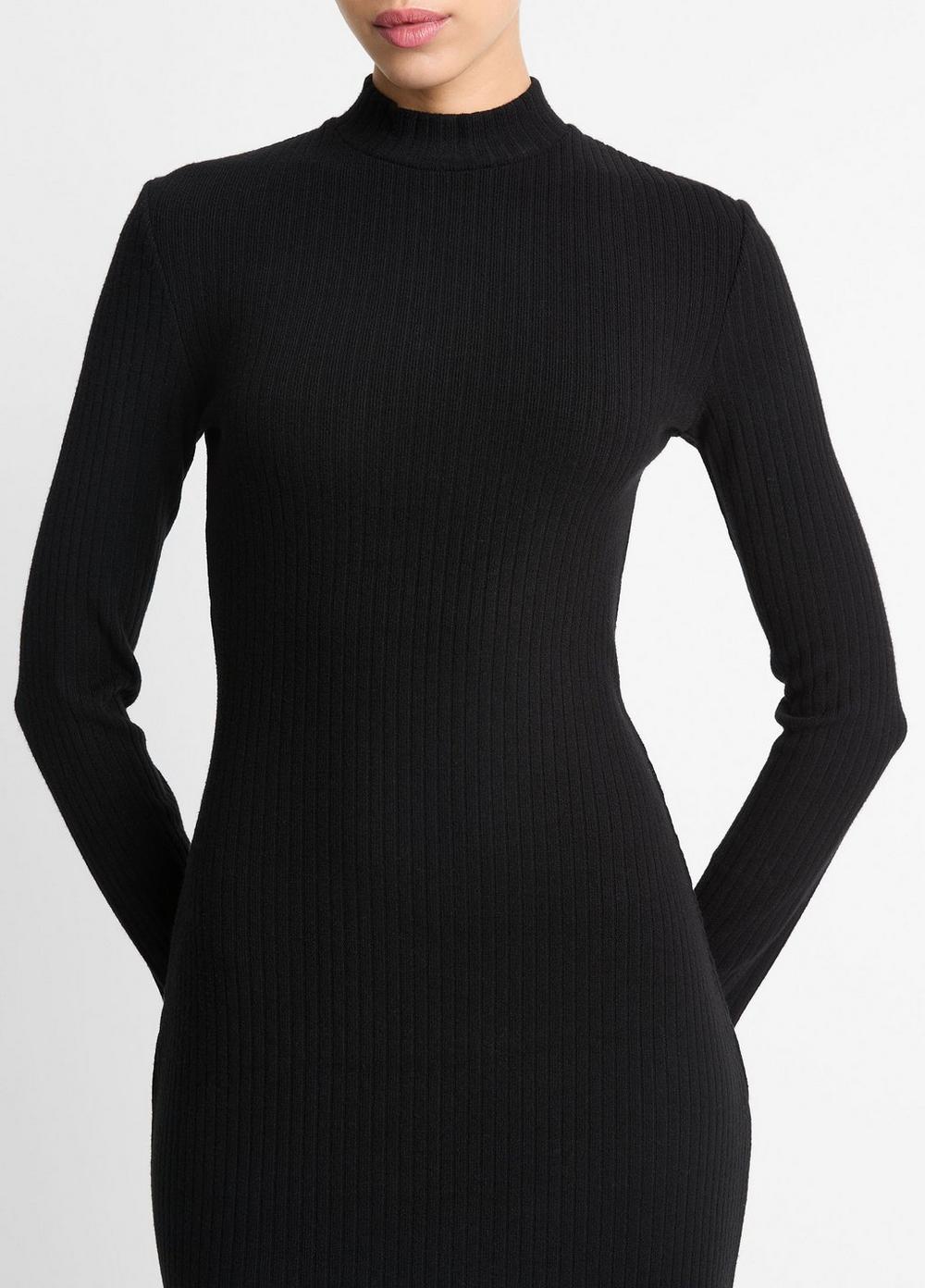 Womens Ribbed Long-Sleeve Short Dress, Heather Hazel Cream, Size XXS Vince Product Image