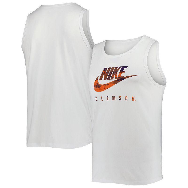 Men's Nike White Clemson Tigers Spring Break Futura Performance Tank Top, Size: XL Product Image