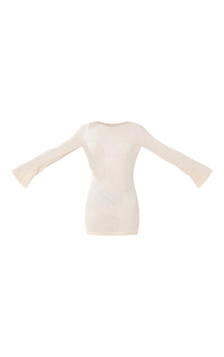 Tall Cream Long Sleeve Knitted Mini Dress Product Image