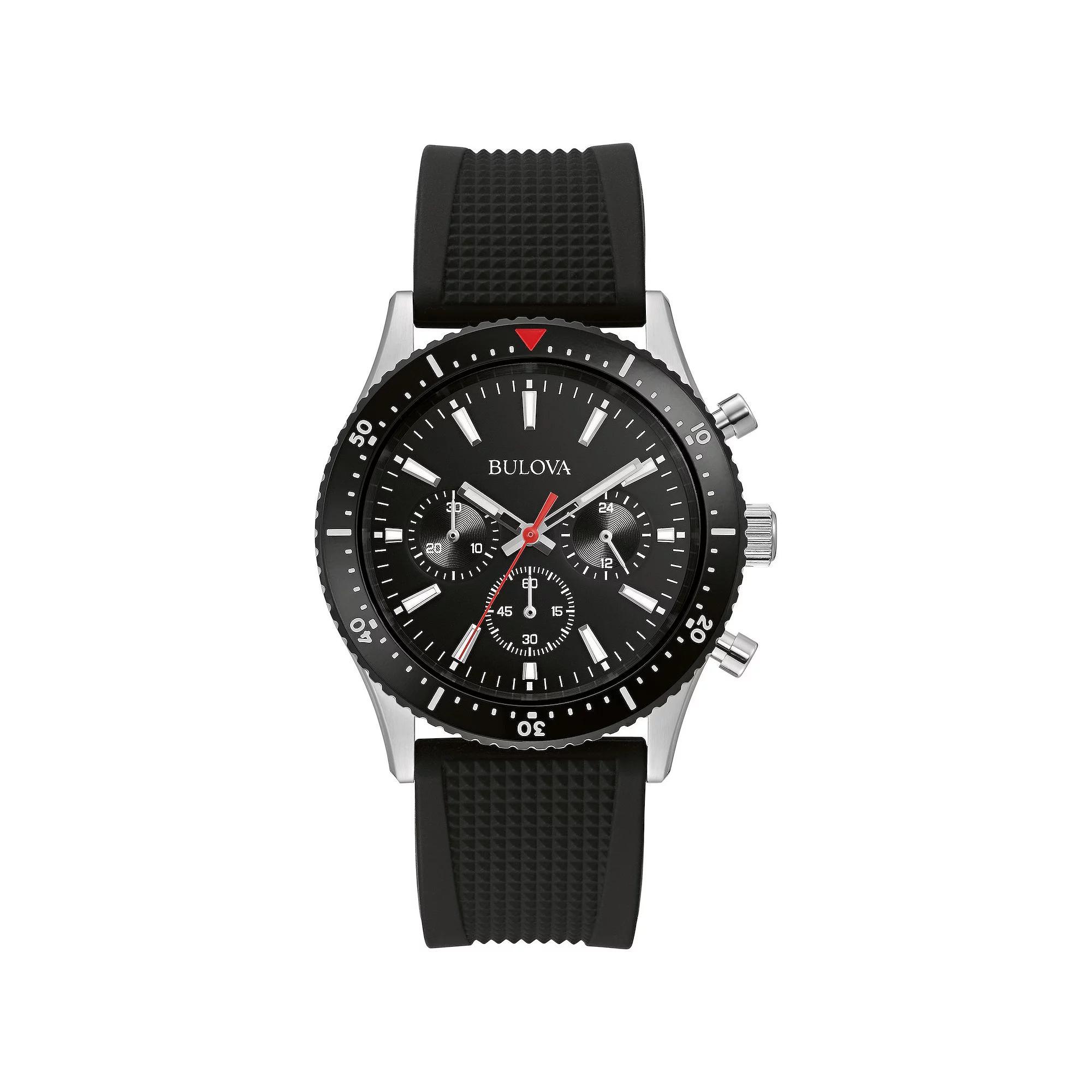 Bulova Mens Sport Stainless Steel Ion-Plated Black Chronograph Watch - 98A267 Product Image