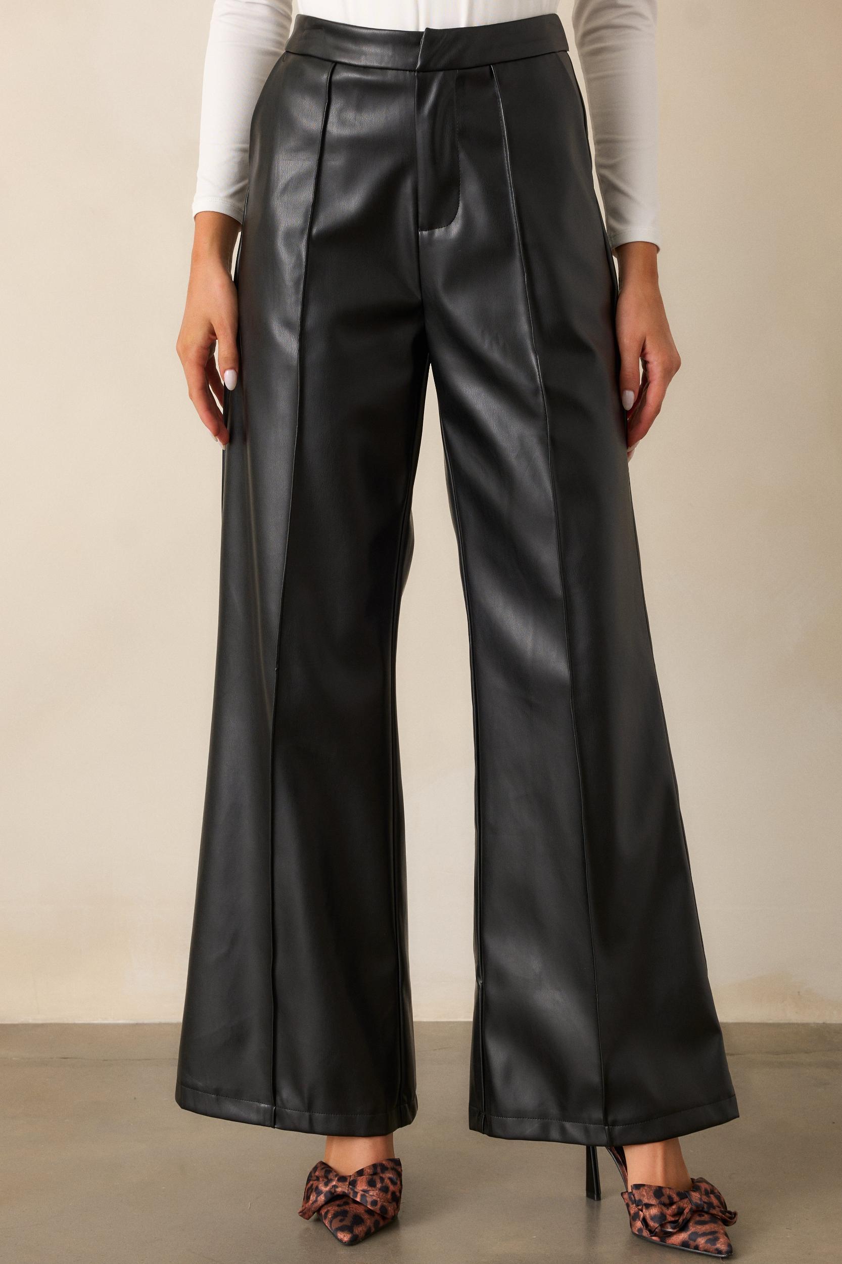 Back And Better Black Faux Leather Pants Product Image