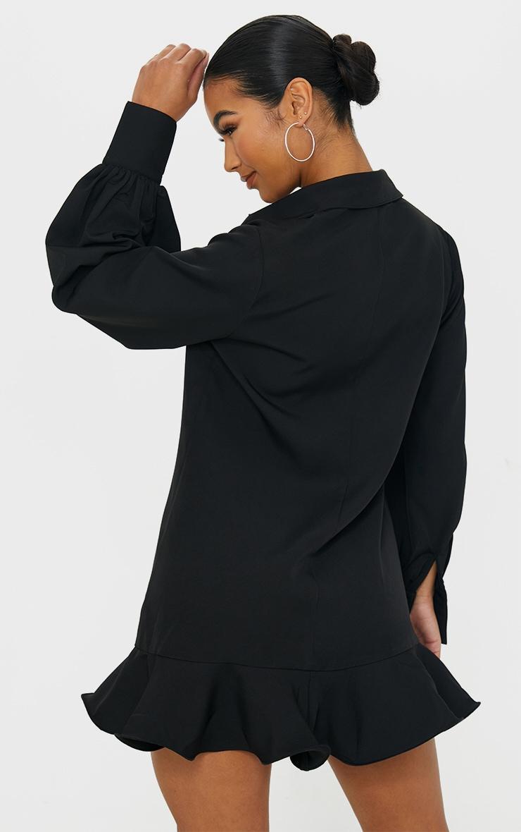 Black Frill Hem Shirt Dress Product Image