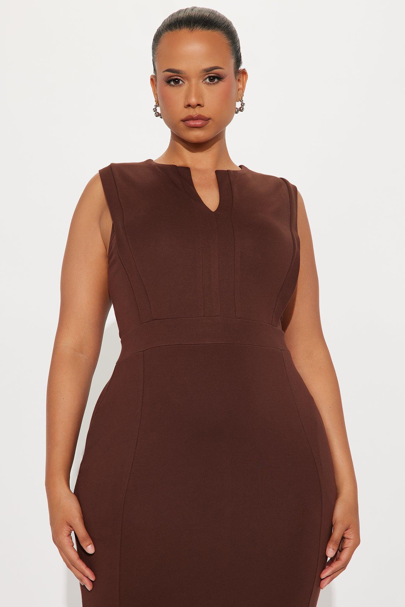Cubicle Cutie Midi Dress - Chocolate Product Image