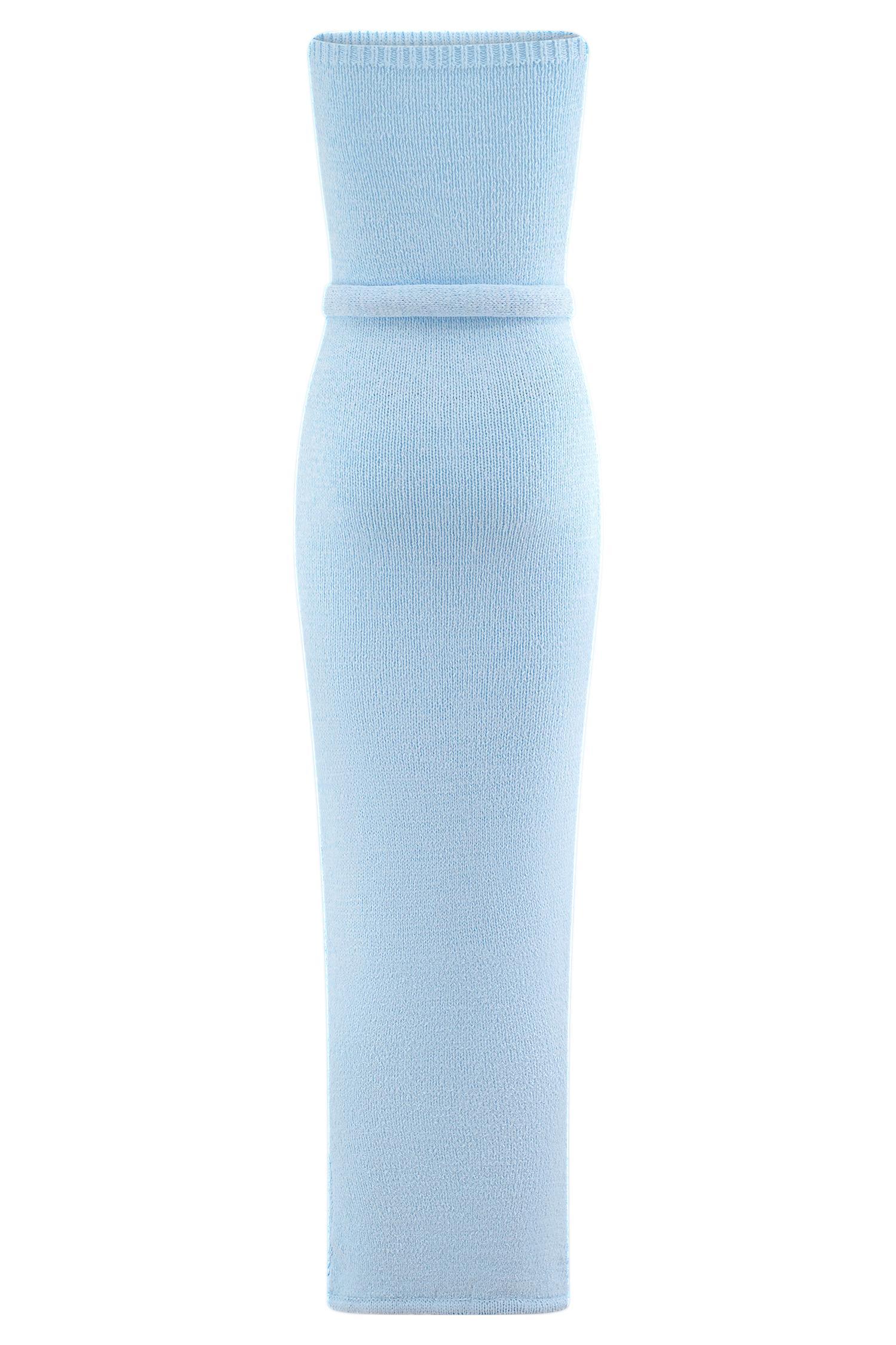 Andrea Strapless Knit Maxi Dress - Light Blue Product Image