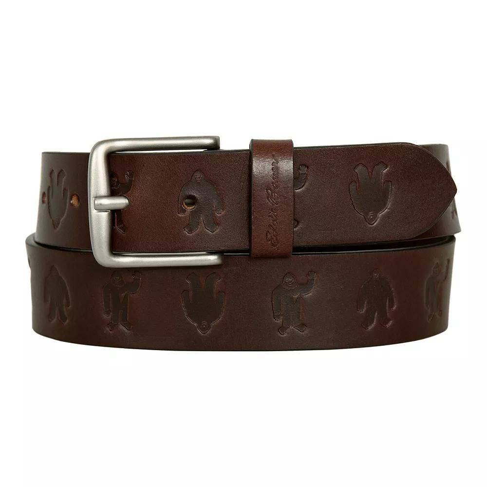 Men's Eddie Bauer 1.45-in. Embossed Sasquatch Harness Leather Belt, Size: Medium, Brown Product Image