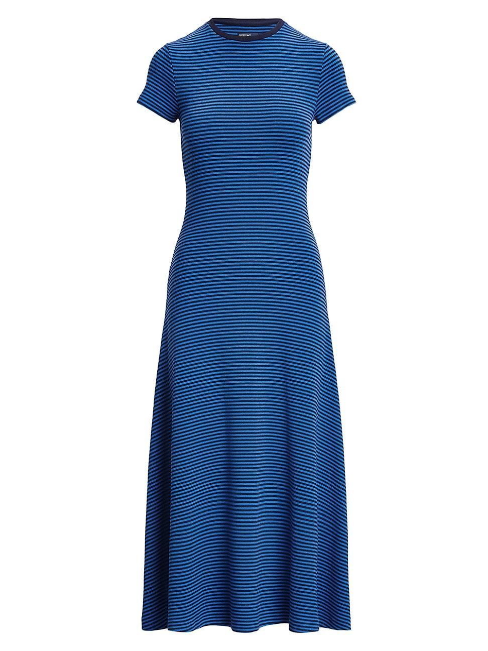 Womens Striped Yarn-Dyed Rib-Knit Midi-Dress Product Image
