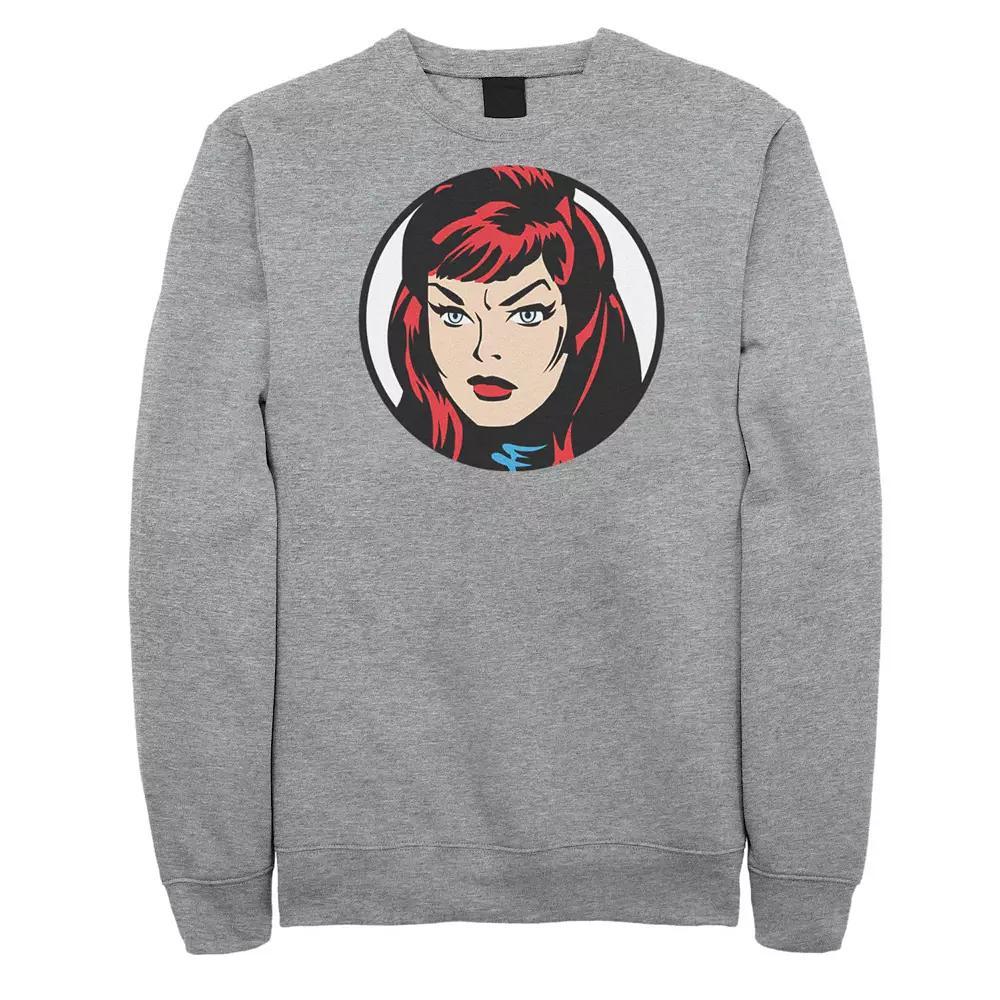 Mens Marvel Black Widow Big Face Sweatshirt Athletic Grey Product Image