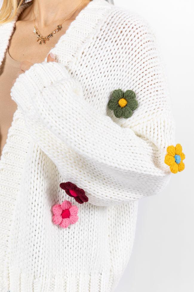 The Way I Feel Ivory Multi Flower Embroidered Cardigan FINAL SALE Product Image