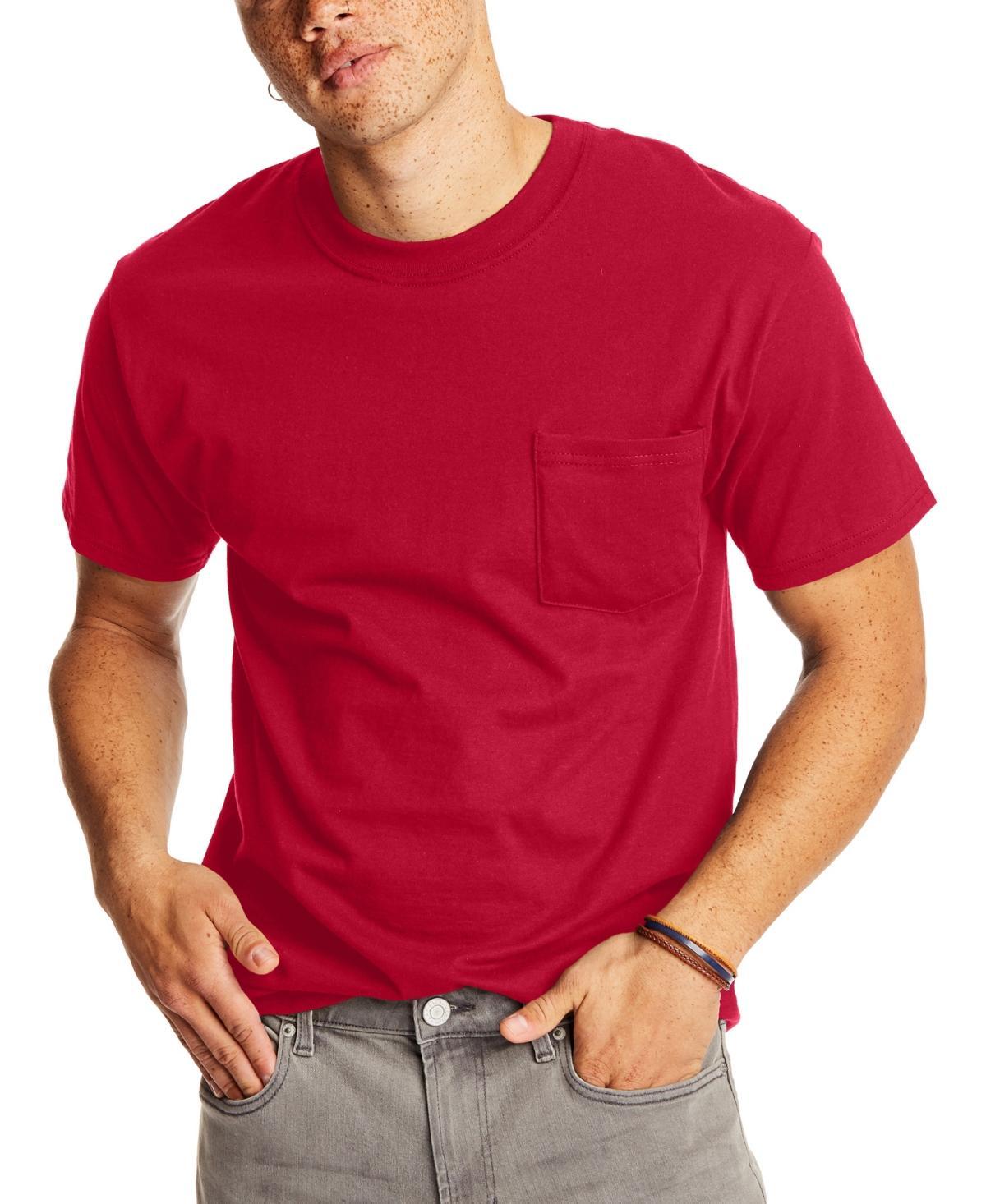 Men's Hanes® Beefy-T 2-Pack Pocket T-Shirt, Size: XL, Blue Product Image