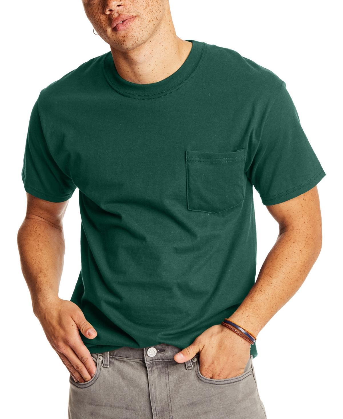 Men's Hanes® Beefy-T 2-Pack Pocket T-Shirt, Size: XL, Blue Product Image
