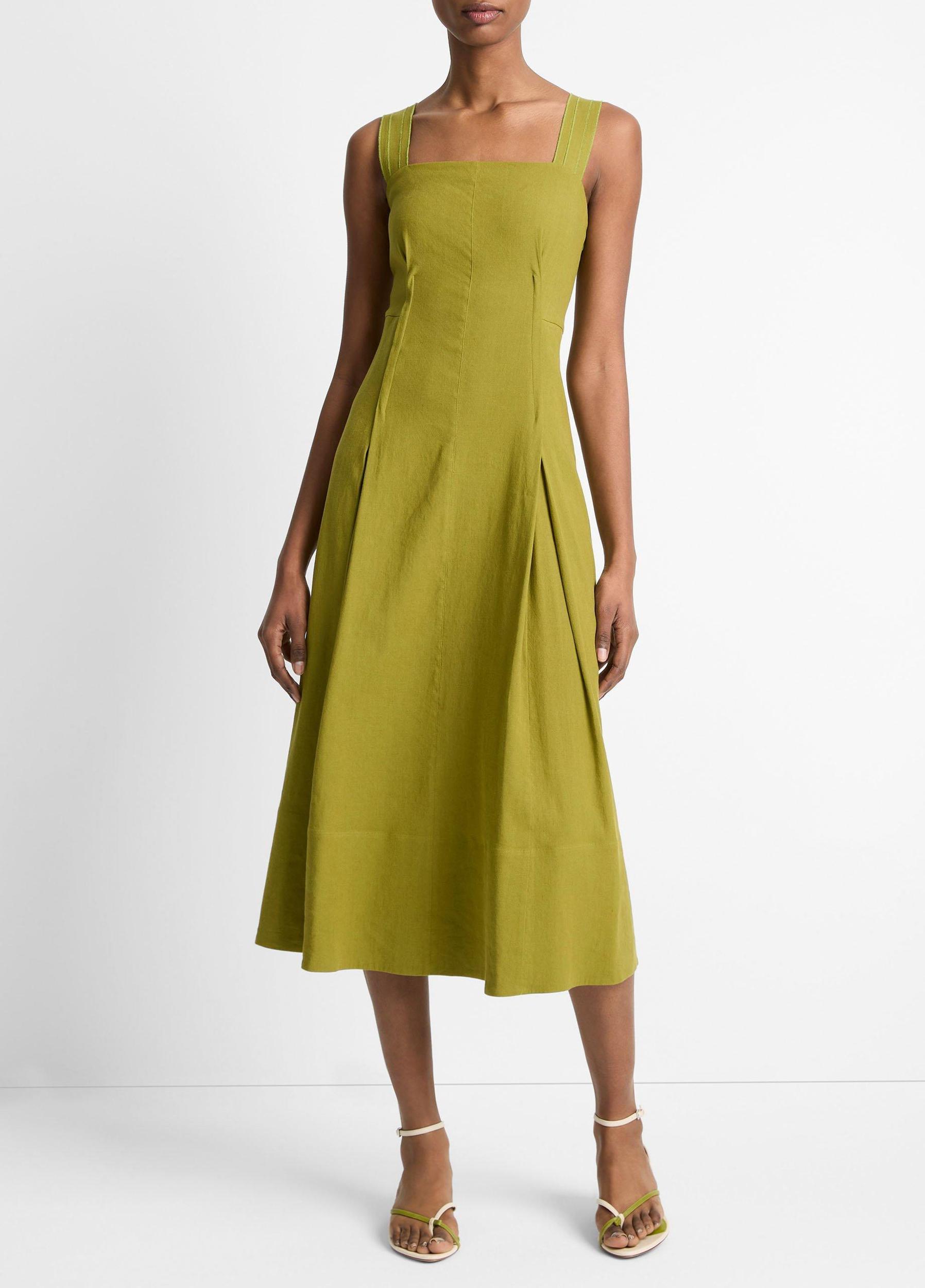 Linen-Blend Square-Neck Dress Product Image
