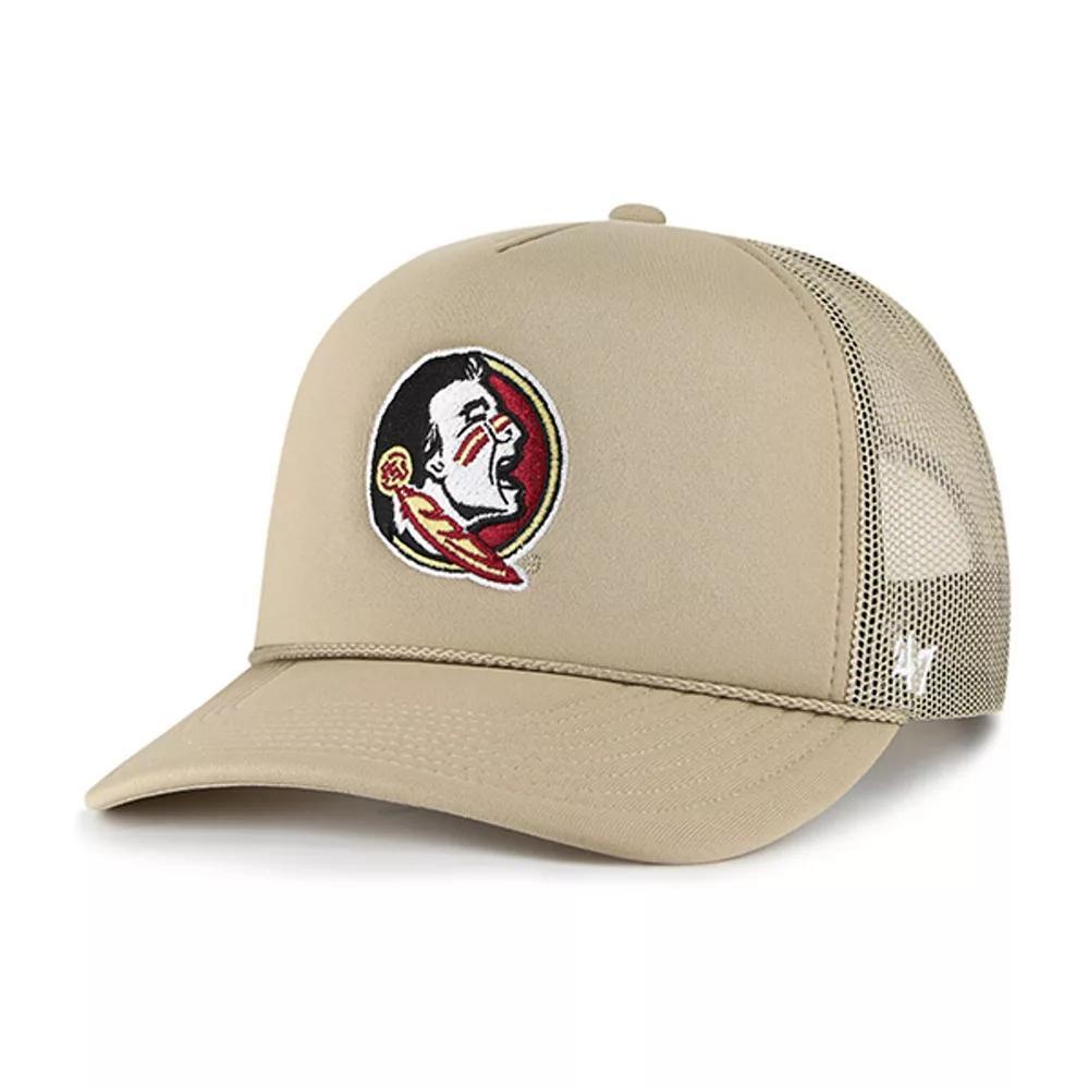 Mens 47 Khaki Florida State Seminoles Foam Front Mesh Trucker Snapback Hat Product Image