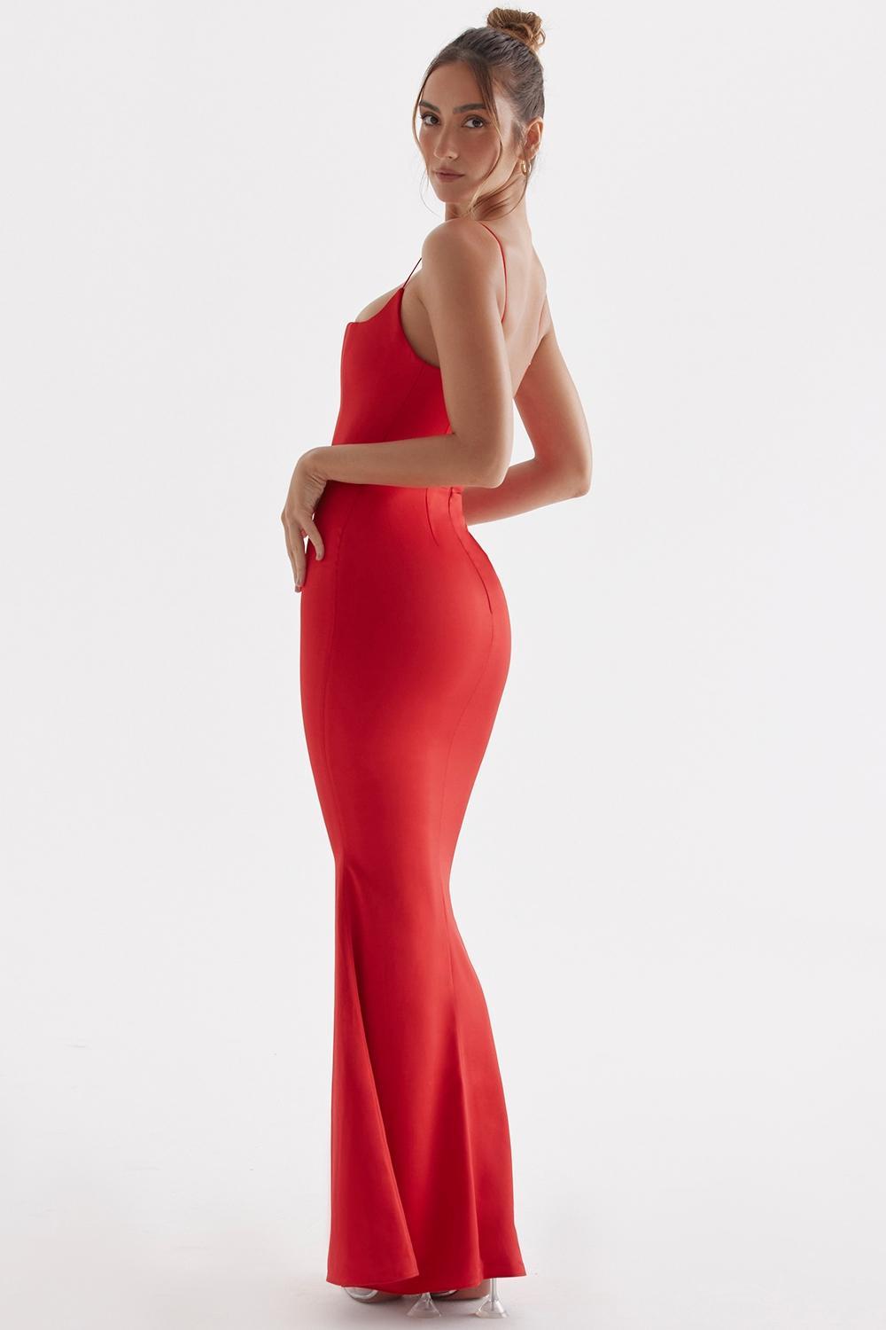 Olivette Crystal Satin Corset Maxi Dress Product Image