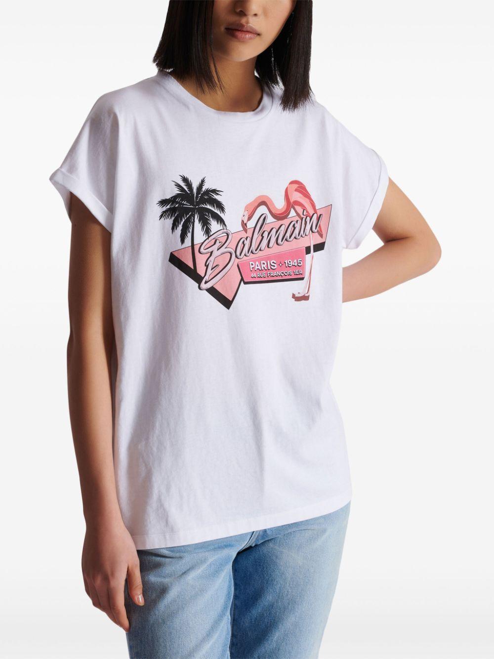 Flamingo-print cotton T-shirt Product Image