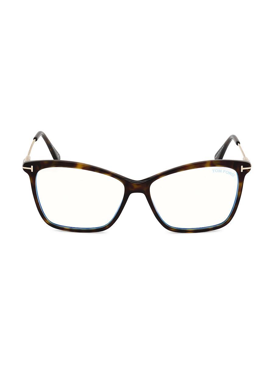 Womens 56MM Square Blue Filter Eyeglasses Product Image