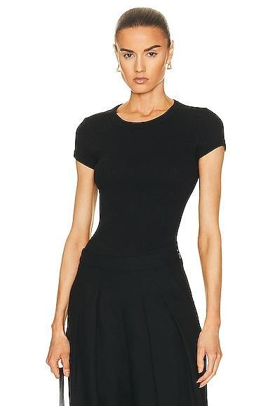 Pointelle Knit Cap Sleeve Crew Top Product Image