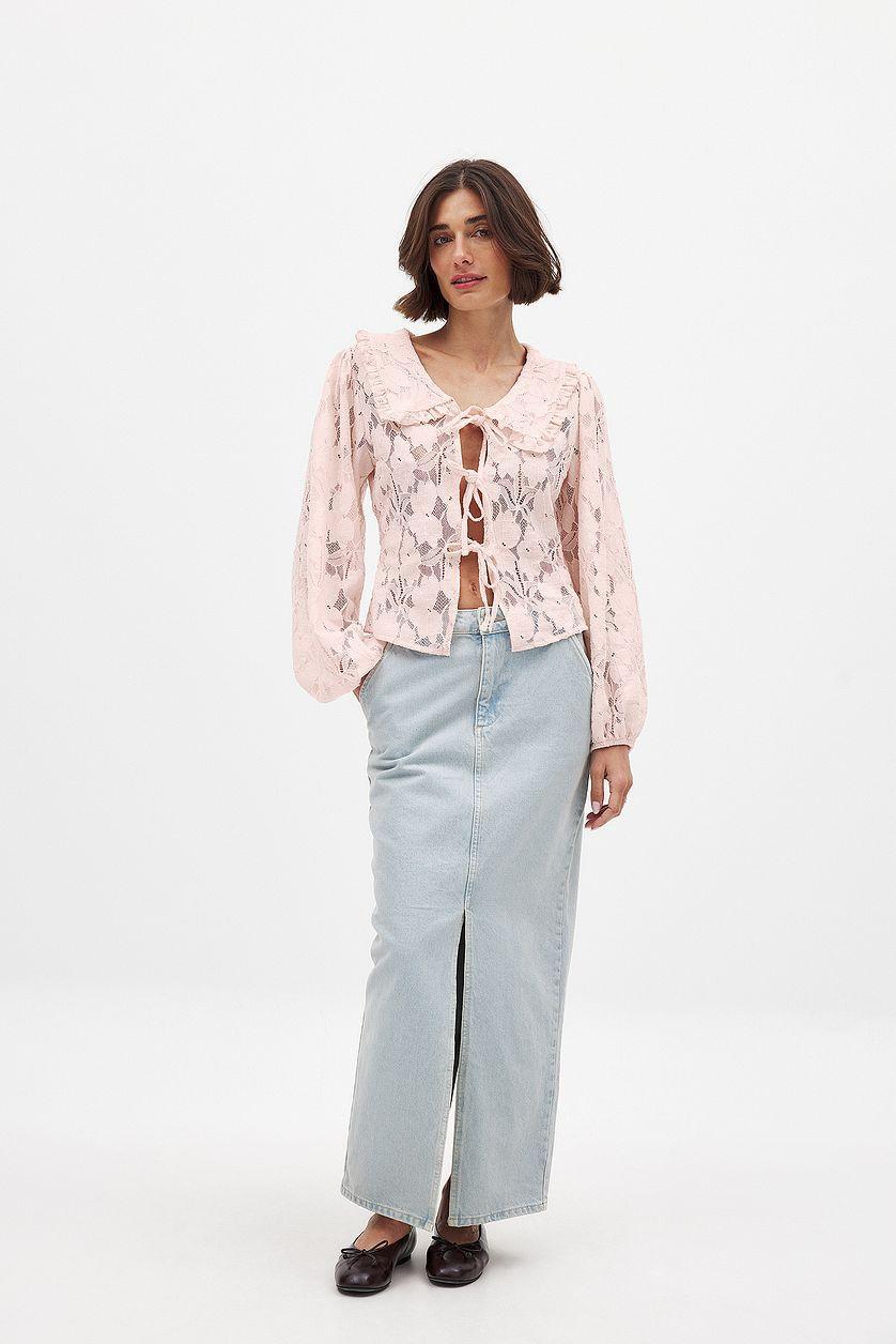 Balloon Sleeve Collar Blouse Product Image