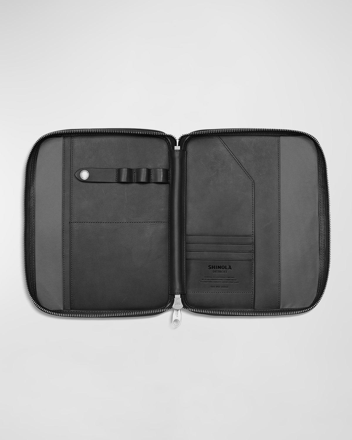 Mens Tech Portfolio Leather Zip Pouch Product Image