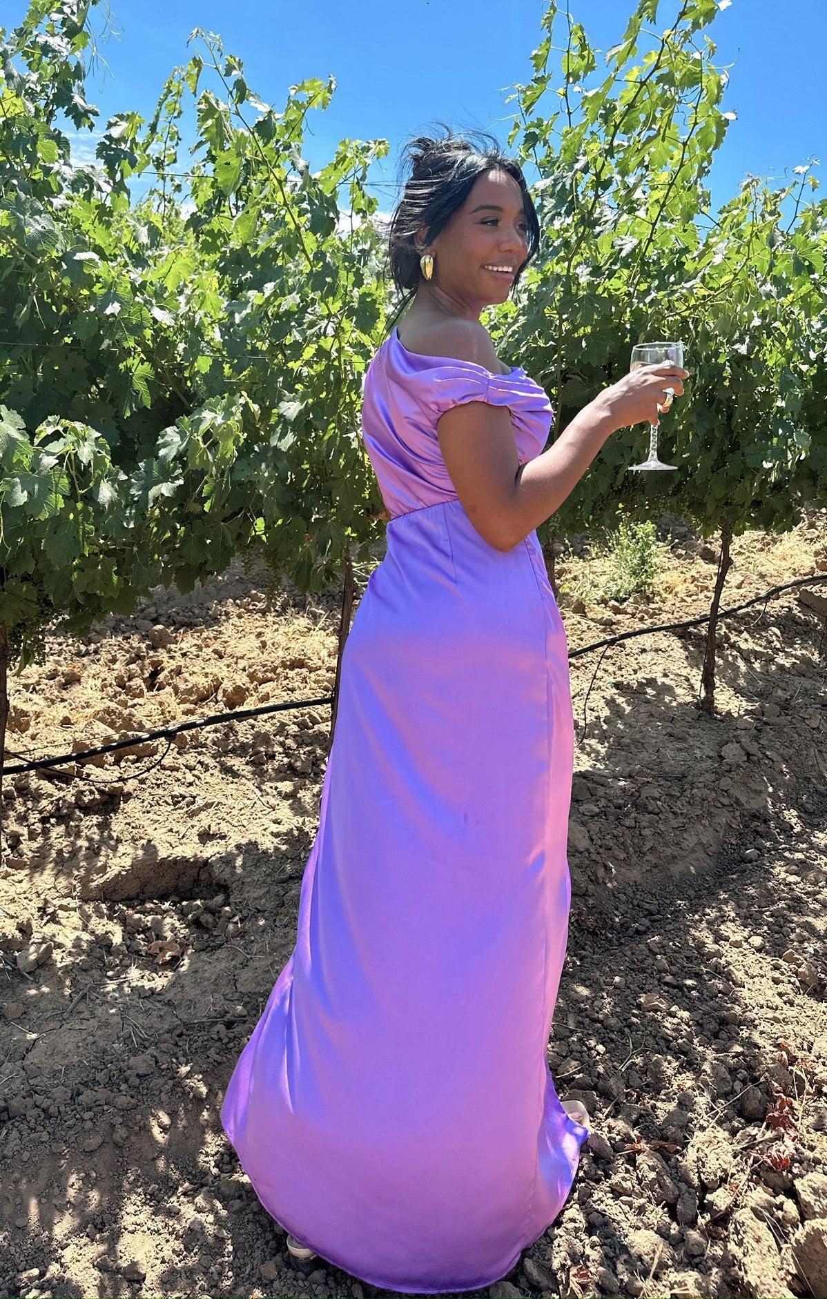 Jodie Dress ~ Violet Luxe Satin Product Image