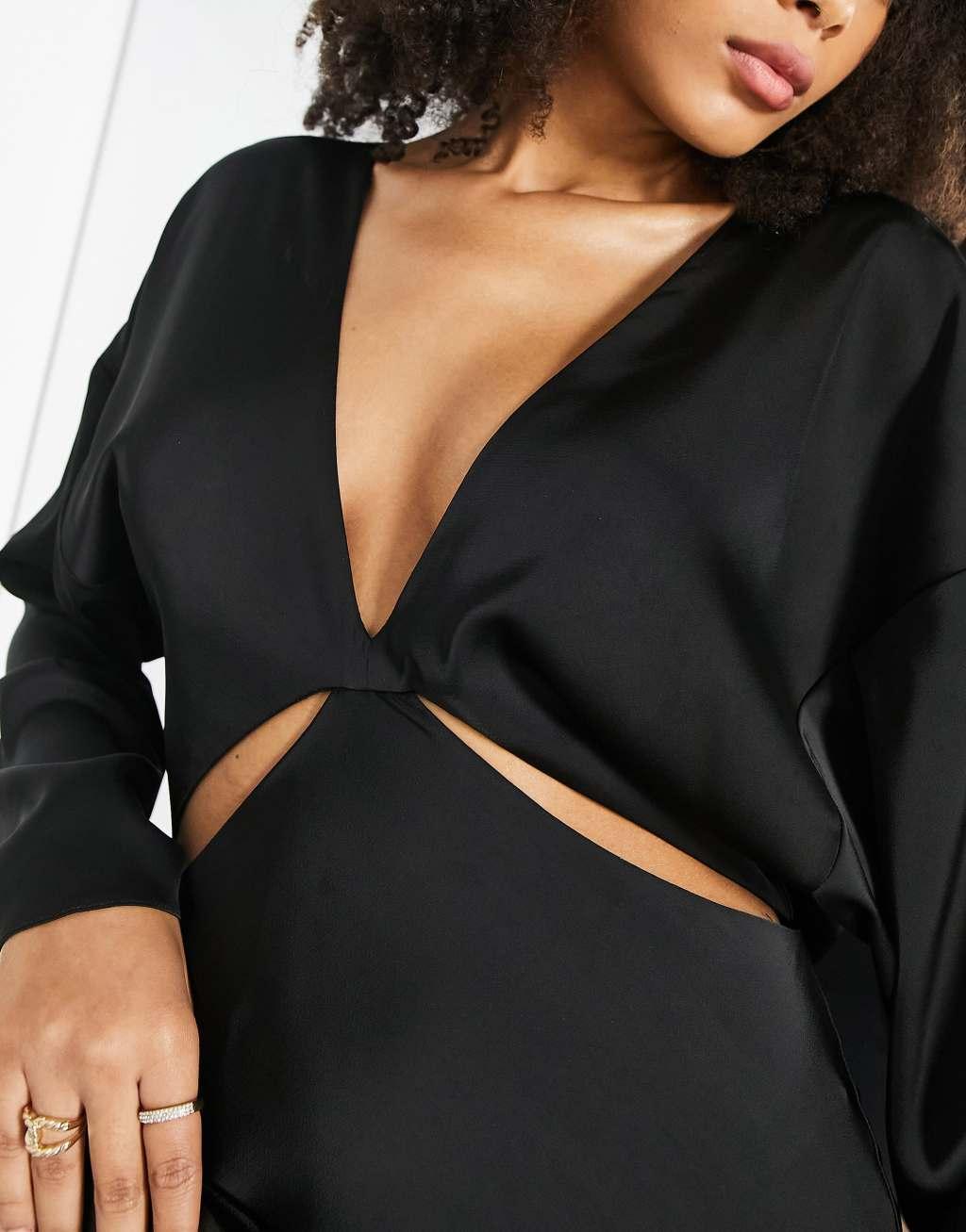 ASOS EDITION satin maxi dress with cut out detail Product Image