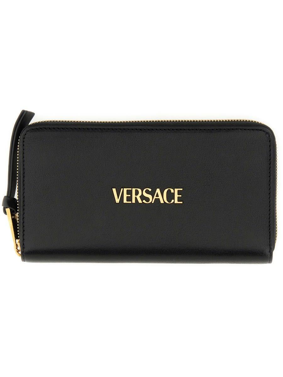 VERSACE Logo-lettering Wallet In Black Product Image