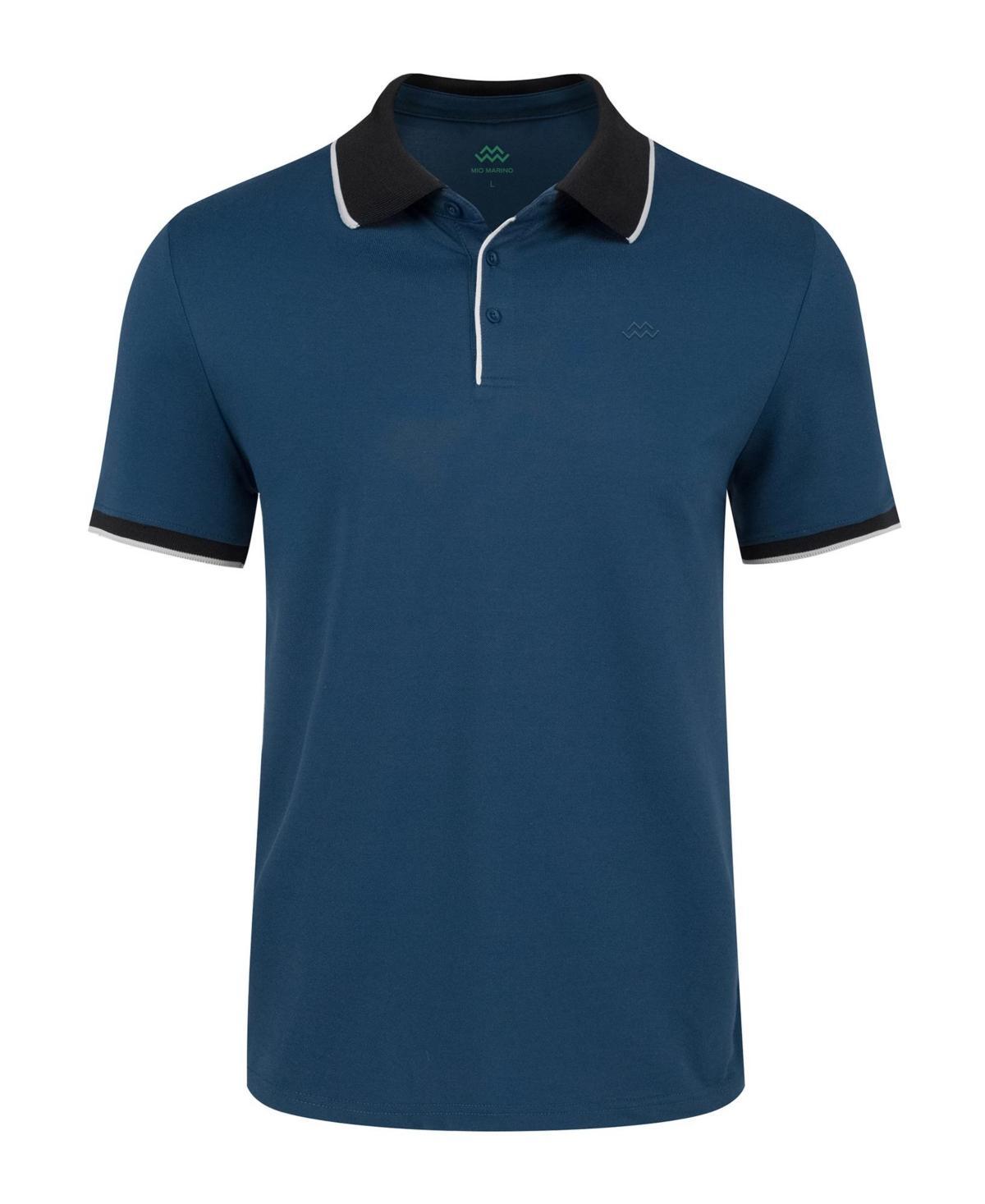 Mio Marino Mens Classic-Fit Cotton-Blend Pique Polo Shirt with Contrast Collar Product Image