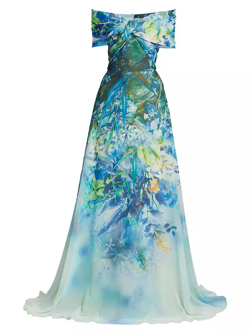 Womens Criss-Cross Leaf Georgette Gown Product Image