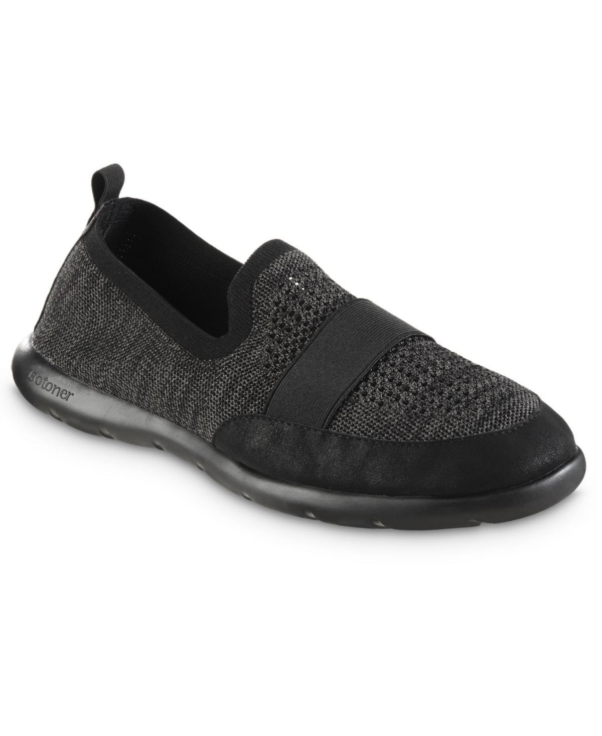 isotoner Men's Zenz Recycled Knit Closed Back Shoes, Size: 10, Black Product Image