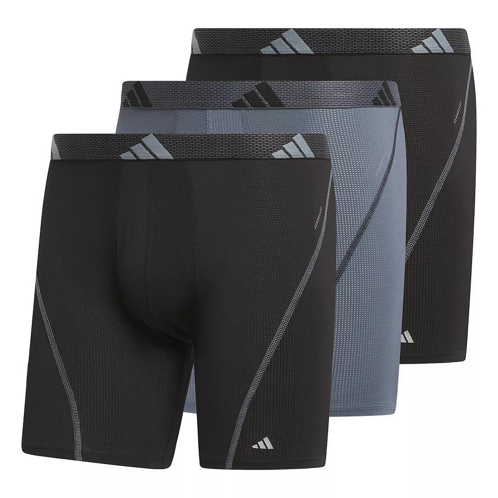 Big & Tall adidas 3-pack Sport Performance Mesh Boxer Briefs, Men's, Size: XXL, Onyx Gray Black Black Product Image