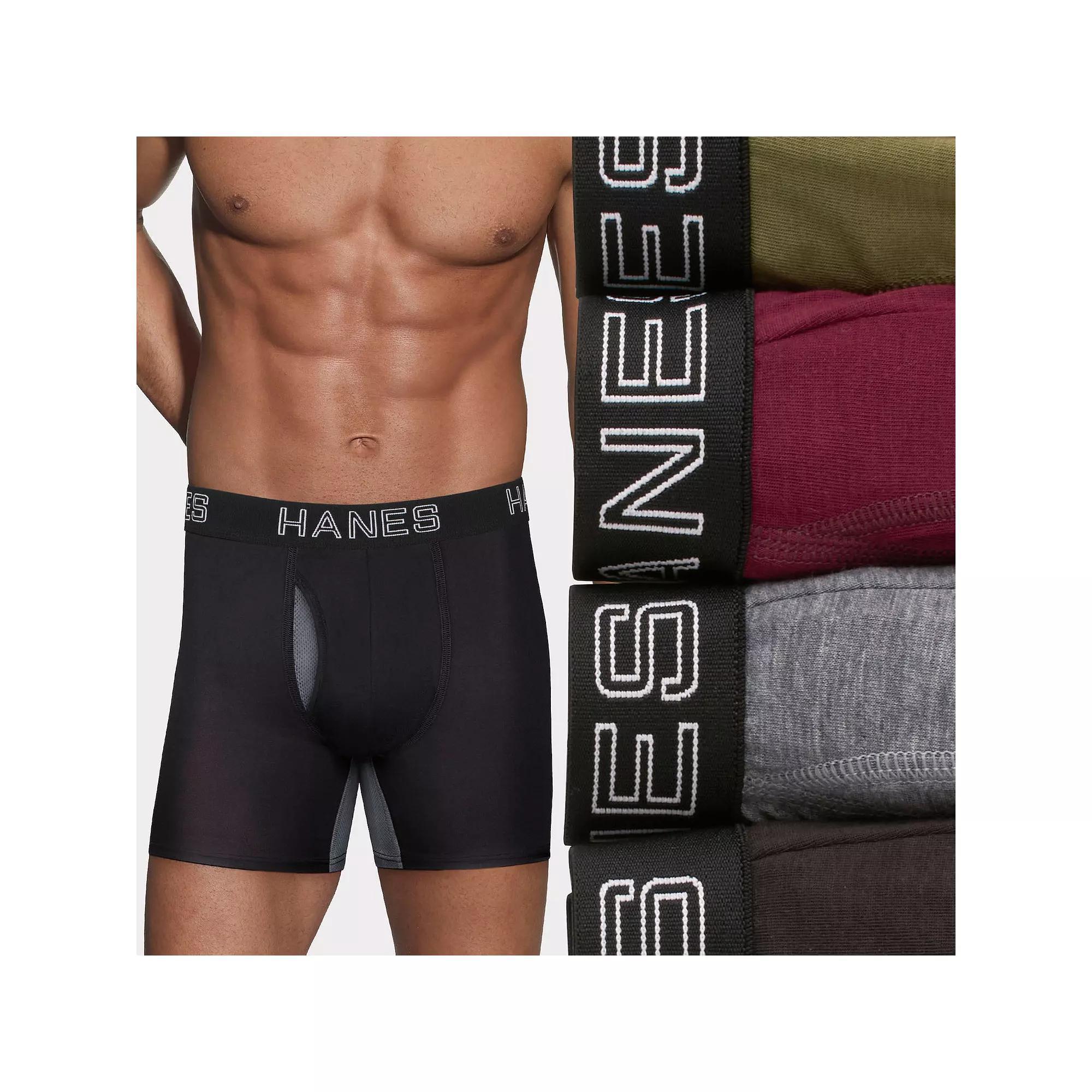 Hanes Ultimate 4-Pack Men's Comfort Flex Fit Total Support Pouch Boxer Briefs, Size: Small, Black Gray Olive Product Image