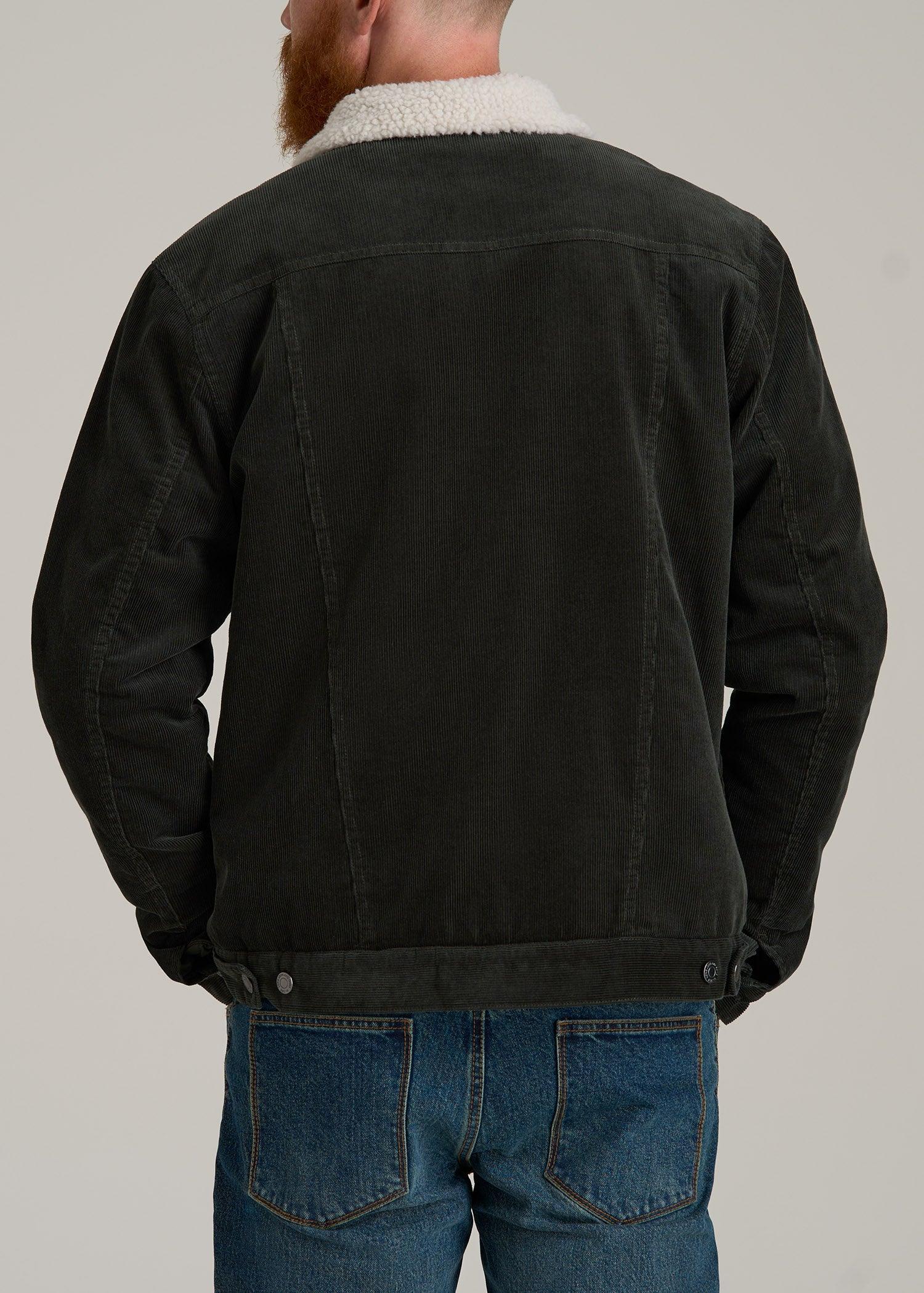 LJ&S Men's Sherpa Corduroy Tall Trucker Jacket in Boreal Green Product Image