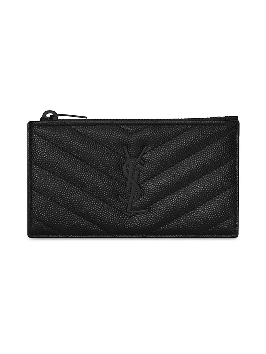 Saint Laurent Cassandre Matelasse Fragments Zipped Card Case Product Image