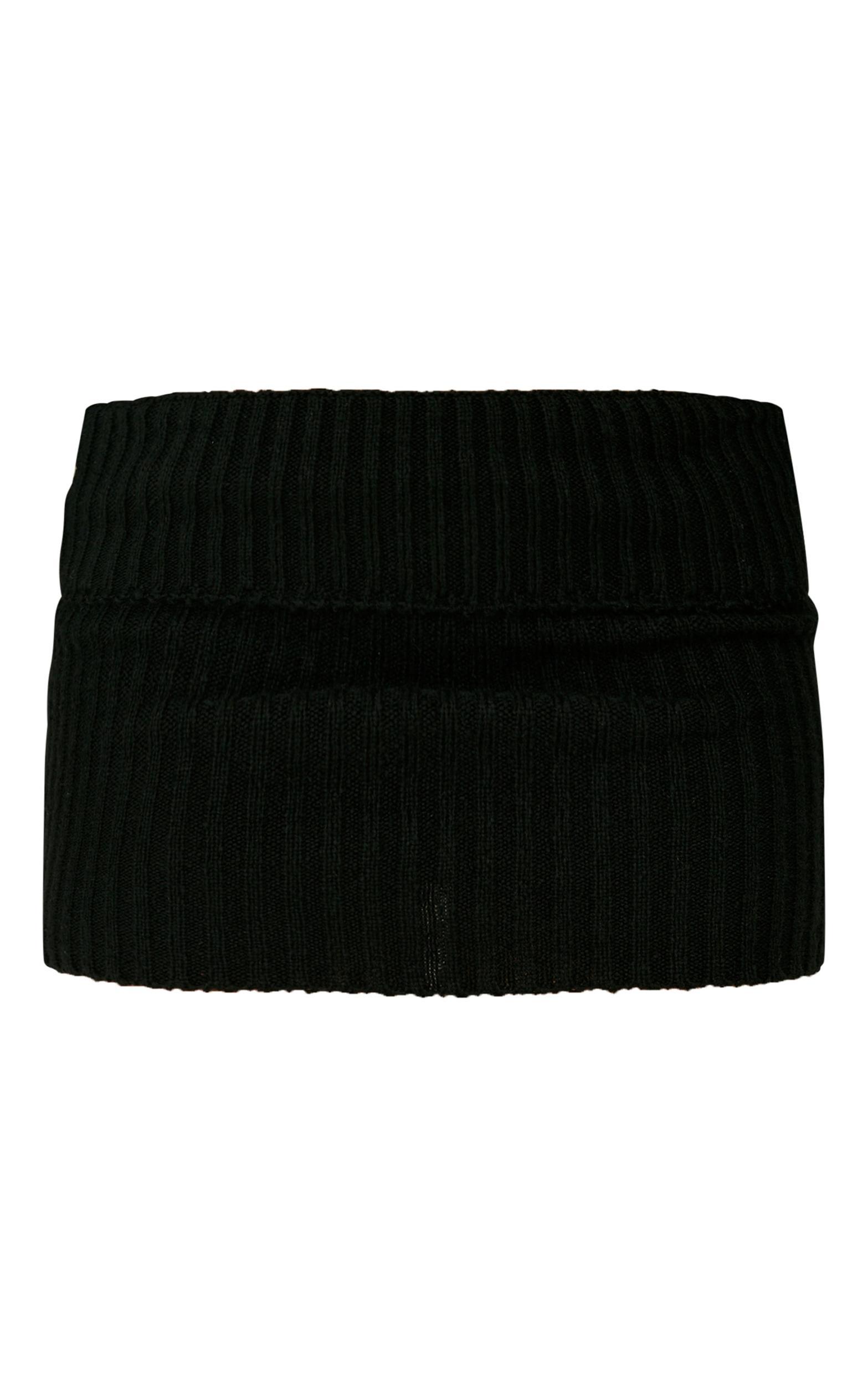 Shape Black Fold Over Knitted Mini Skirt Product Image
