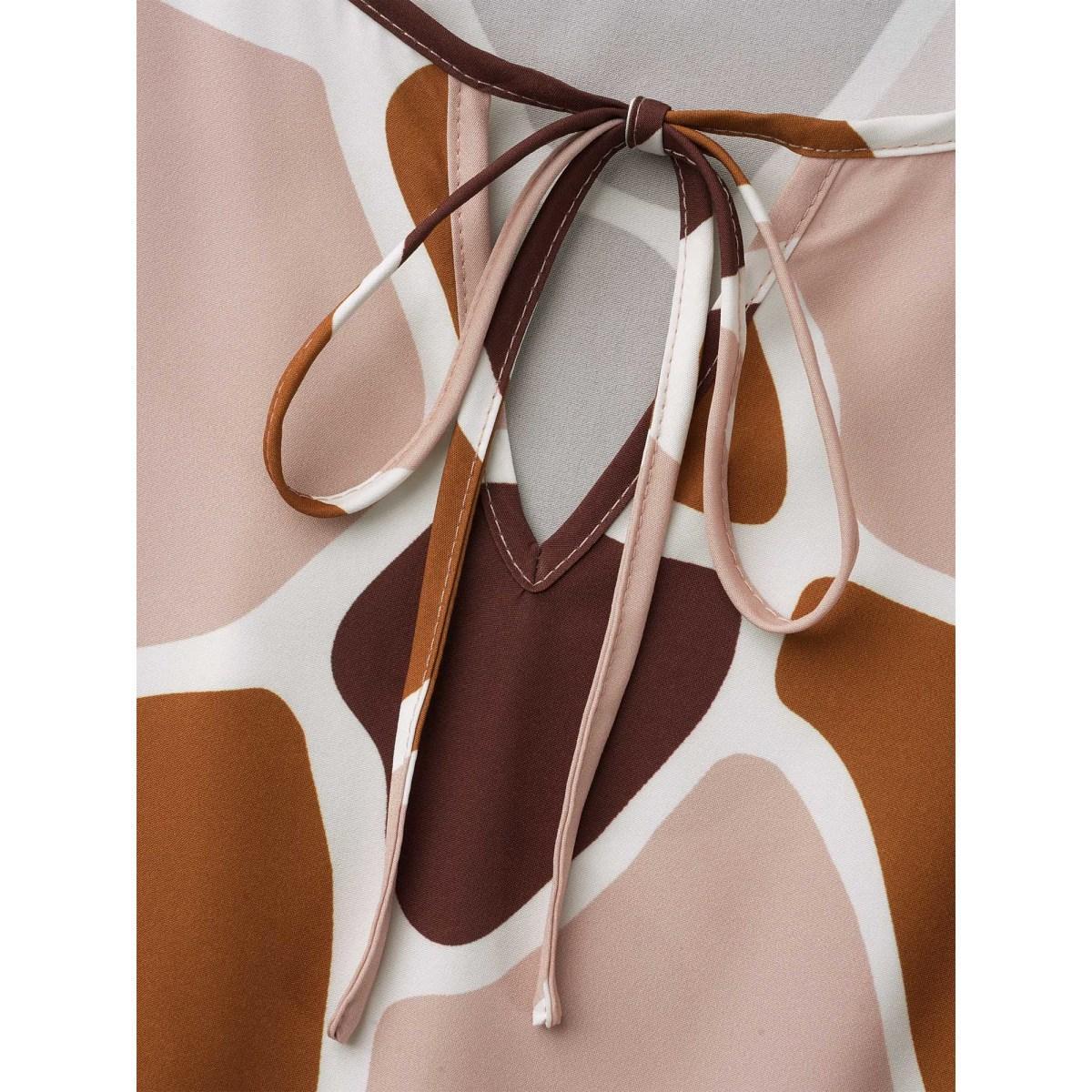 Plus Size Neck-Tie Color Block Waist Cinched Dress Multicolor Women Casual Tie knot V-neck Elbow-length sleeve Curvy BloomChic 22-24/3X Product Image