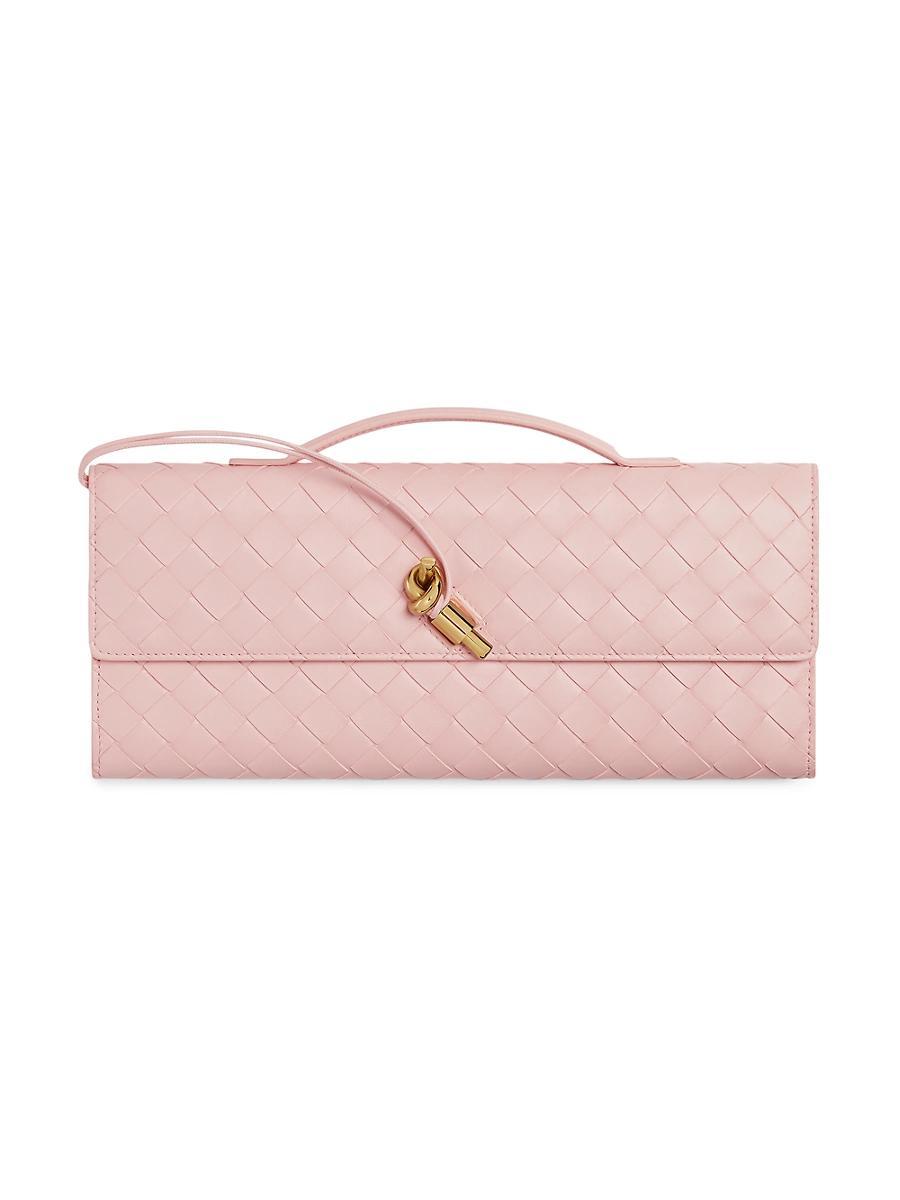 Womens Andiamo Intrecciato Leather Top-Handle Clutch Product Image
