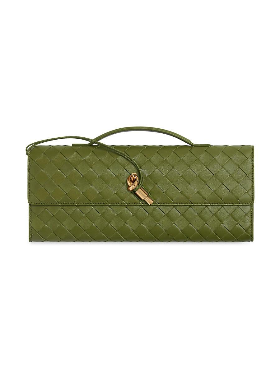 Womens Andiamo Intrecciato Leather Top-Handle Clutch Product Image