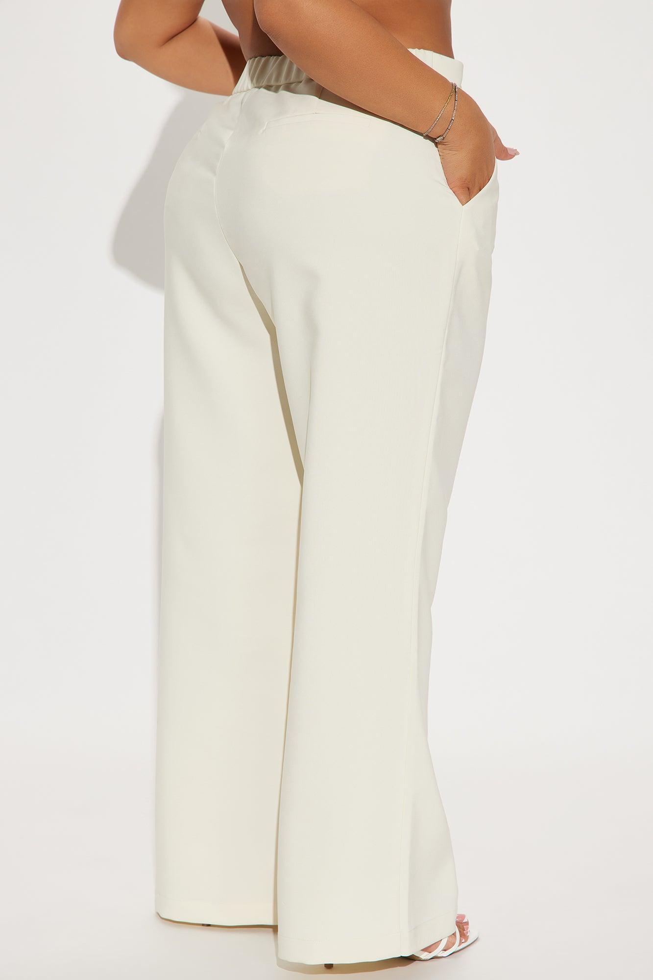 Harper Wide Leg Trouser - Cream Product Image