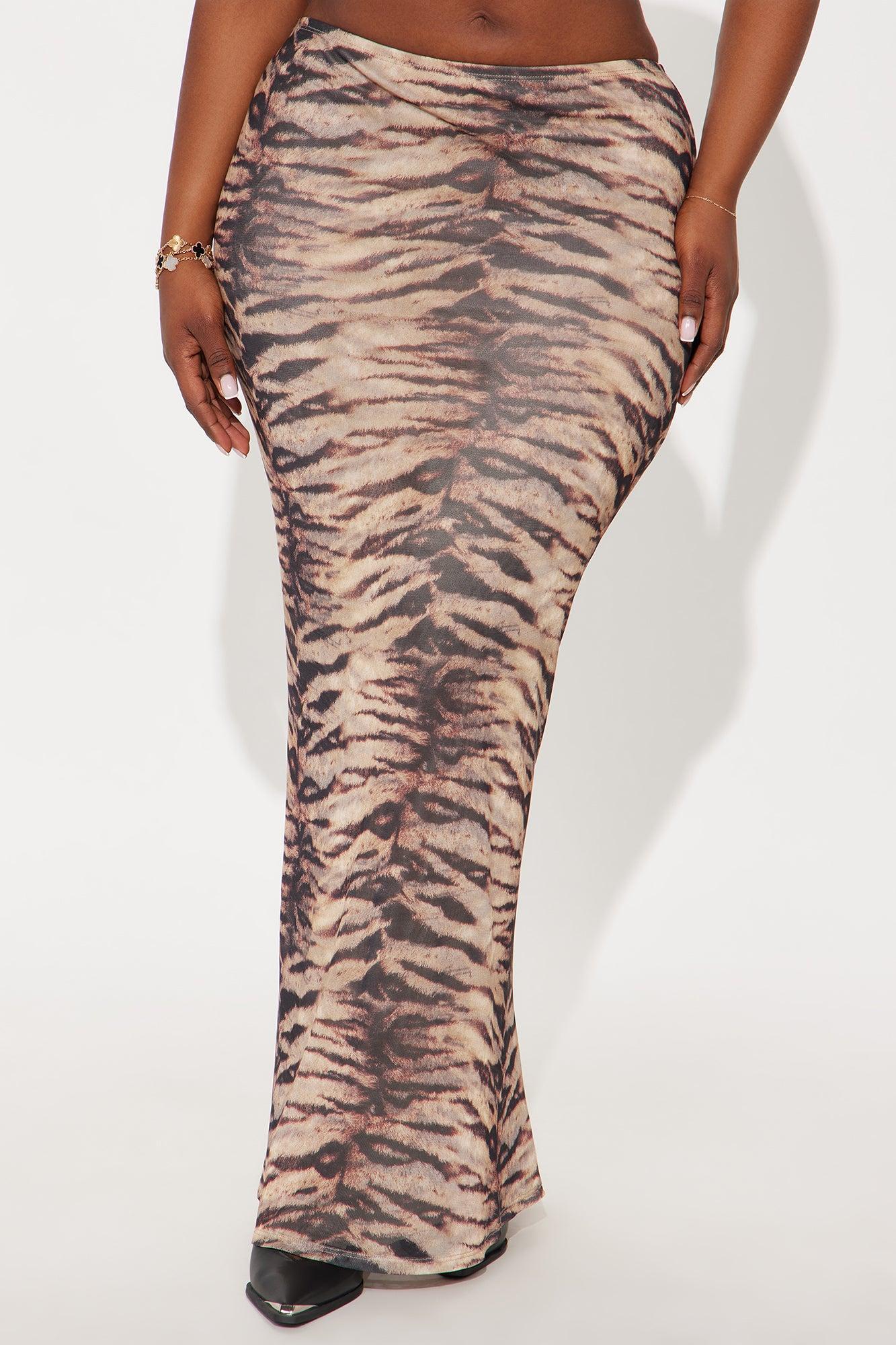 Feeling Feisty Tiger Print Mesh Maxi - Brown/combo Product Image